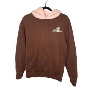 100 Thieves Mens Two Tone Brown Pink Pullover Hoodie Size Small